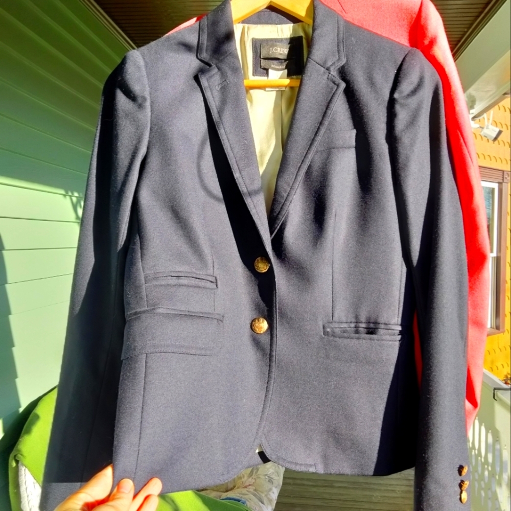 GUC J. Crew Navy Blue Original Preppy Wool Schoolboy Blazer Size 2